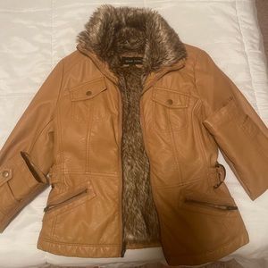 Black Rivet Faux Leather And Fur Women’s Jacket